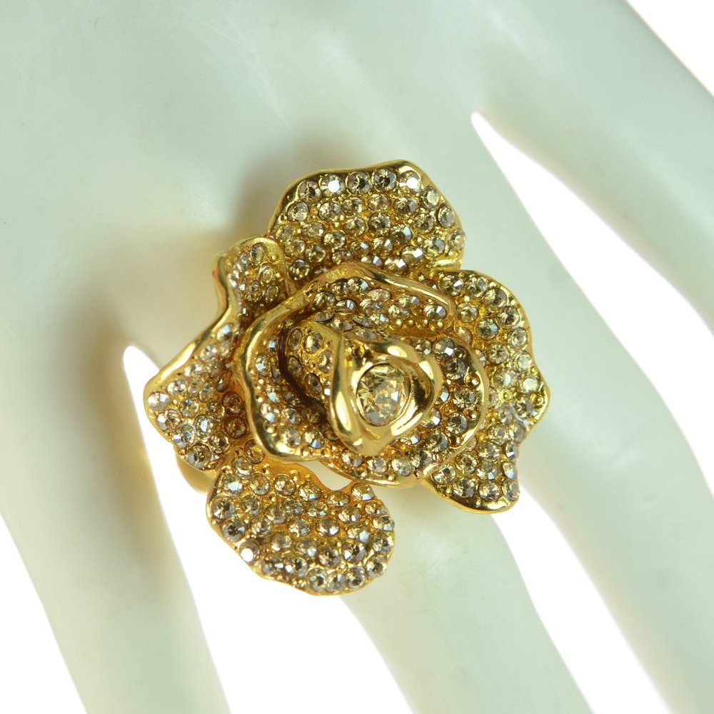 Oscar De La Renta Pave Crystal Rose Ring